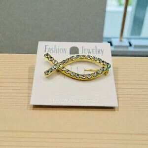 Gold Rhinestone Ichthys Fish Symbol